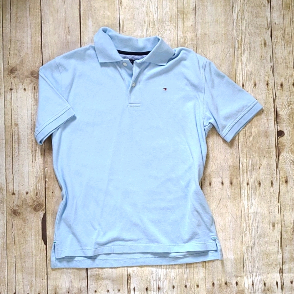 S Tommy Hilfiger Light Blue Boys Polo Shirt 8 10